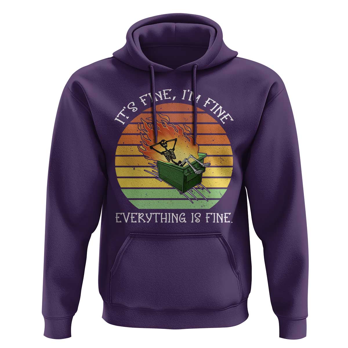 Dumpster Fire Skeleton Hoodie It's Fine I'm Fine Everything Is Fine - Wonder Print Shop