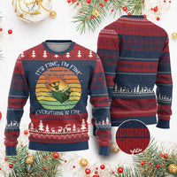 Dumpster Fire Skeleton Ugly Christmas Sweater It's Fine I'm Fine Everything Is Fine - Wonder Print Shop