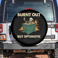Funny Dumpster Fire Skeleton Spare Tire Cover Burn Out But Optimistic
