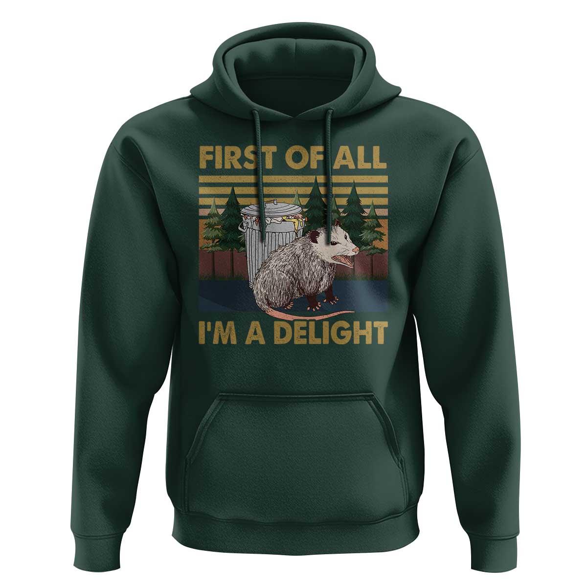 Funny Opossum Hoodie First Of All I'm A Delight Retro Vintage - Wonder Print Shop