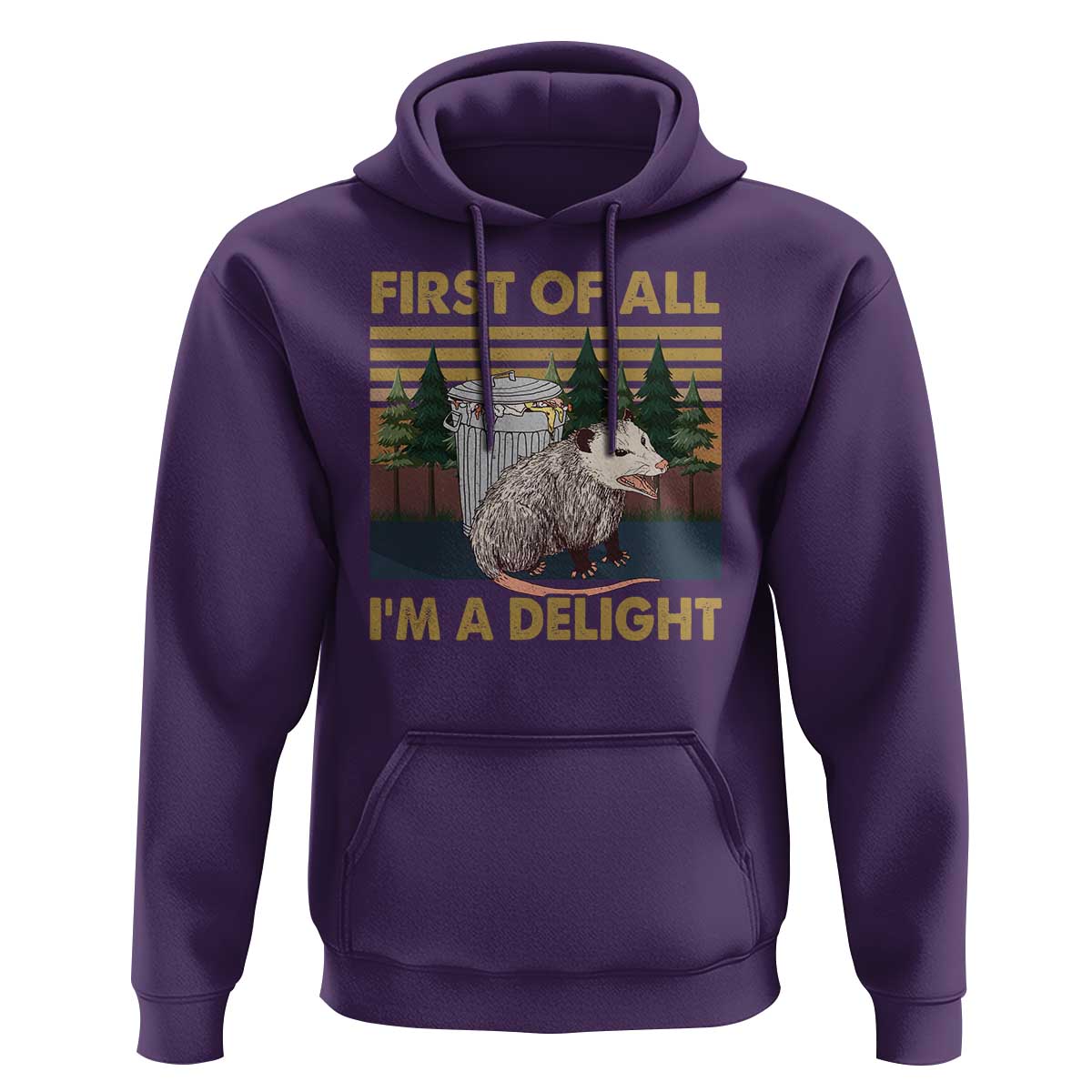 Funny Opossum Hoodie First Of All I'm A Delight Retro Vintage - Wonder Print Shop
