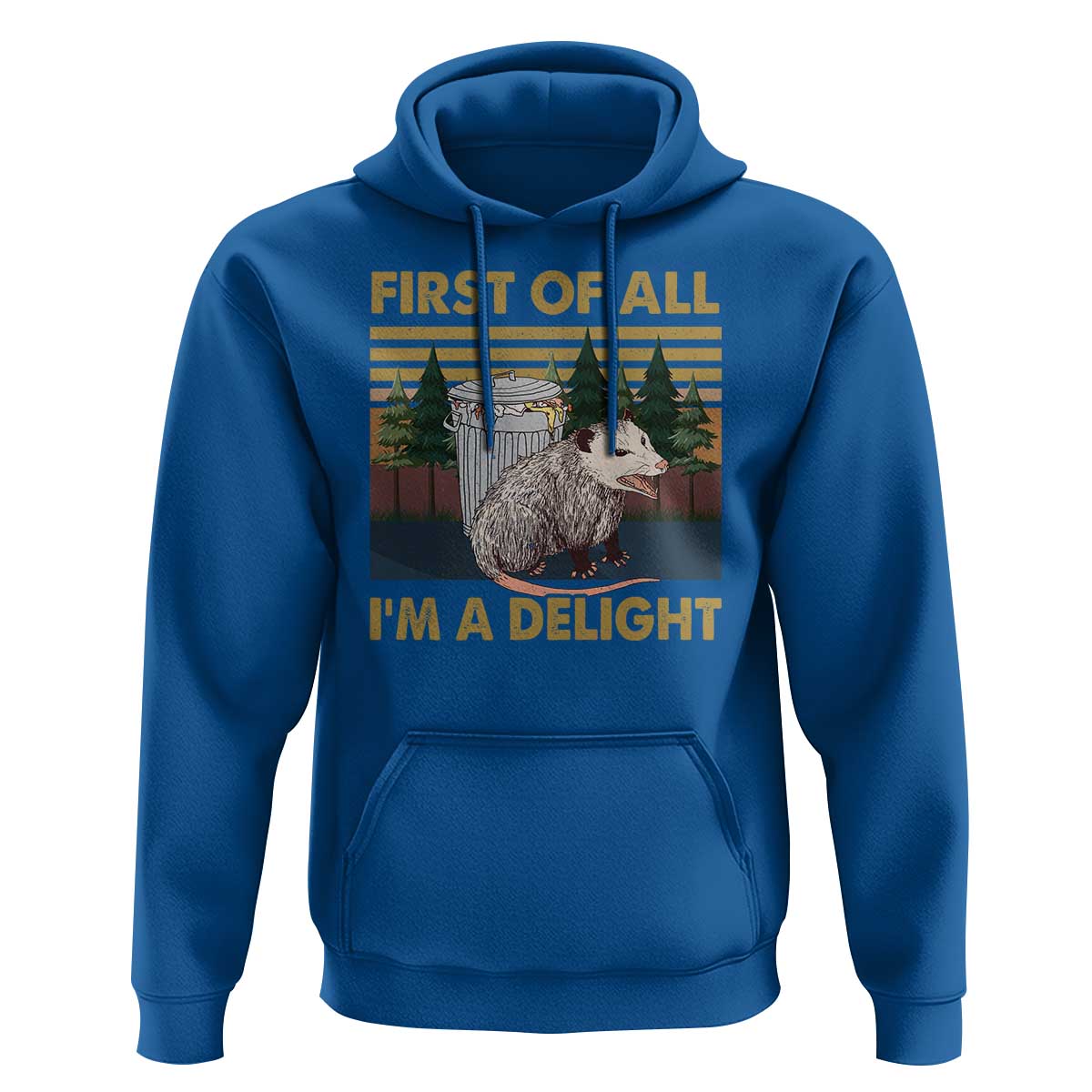 Funny Opossum Hoodie First Of All I'm A Delight Retro Vintage - Wonder Print Shop