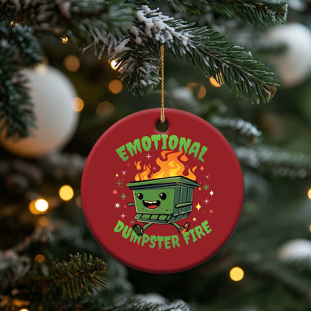 Emotional Dumpster Fire Christmas Ornament Funny Mental Health Retro Groovy - Wonder Print Shop