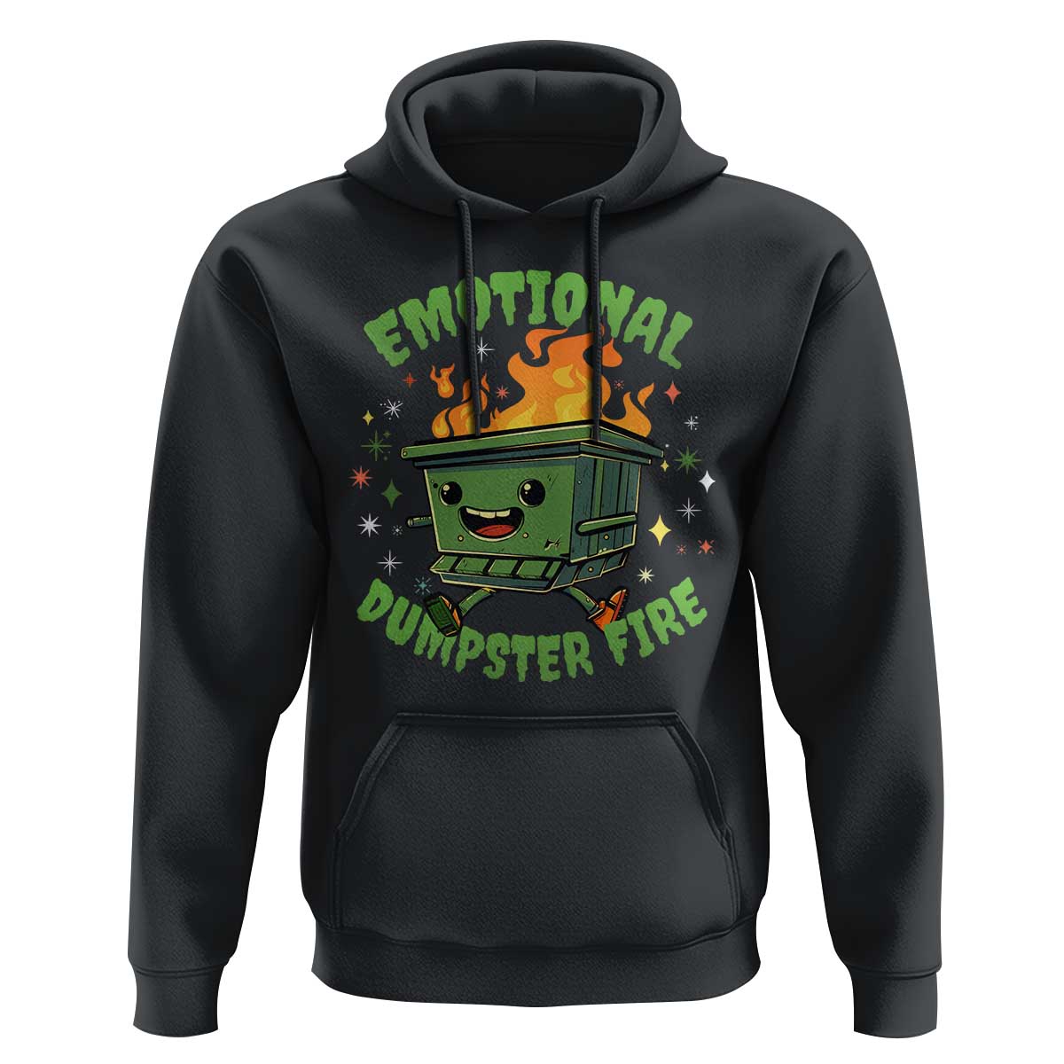 Emotional Dumpster Fire Hoodie Funny Mental Health Retro Groovy - Wonder Print Shop