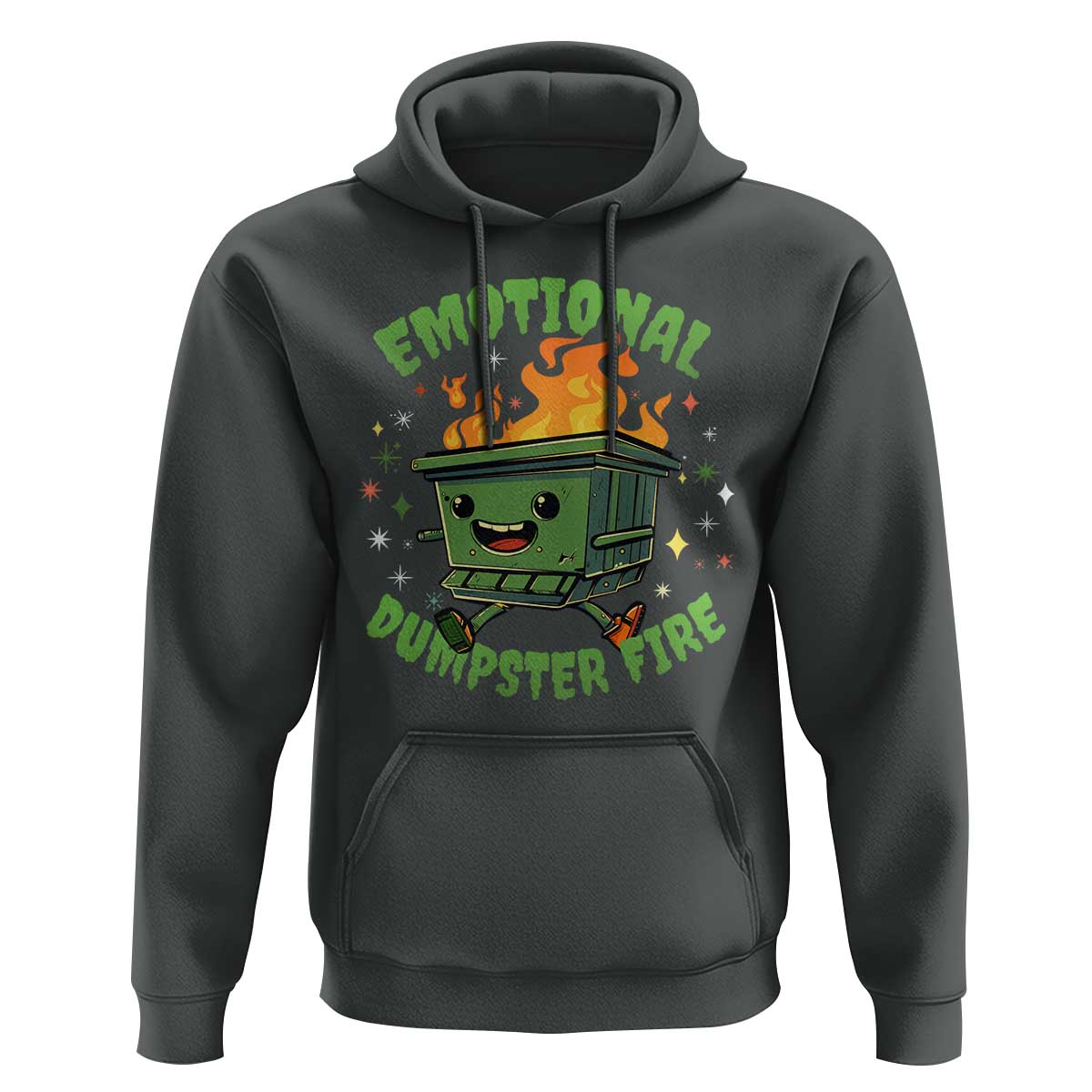 Emotional Dumpster Fire Hoodie Funny Mental Health Retro Groovy - Wonder Print Shop