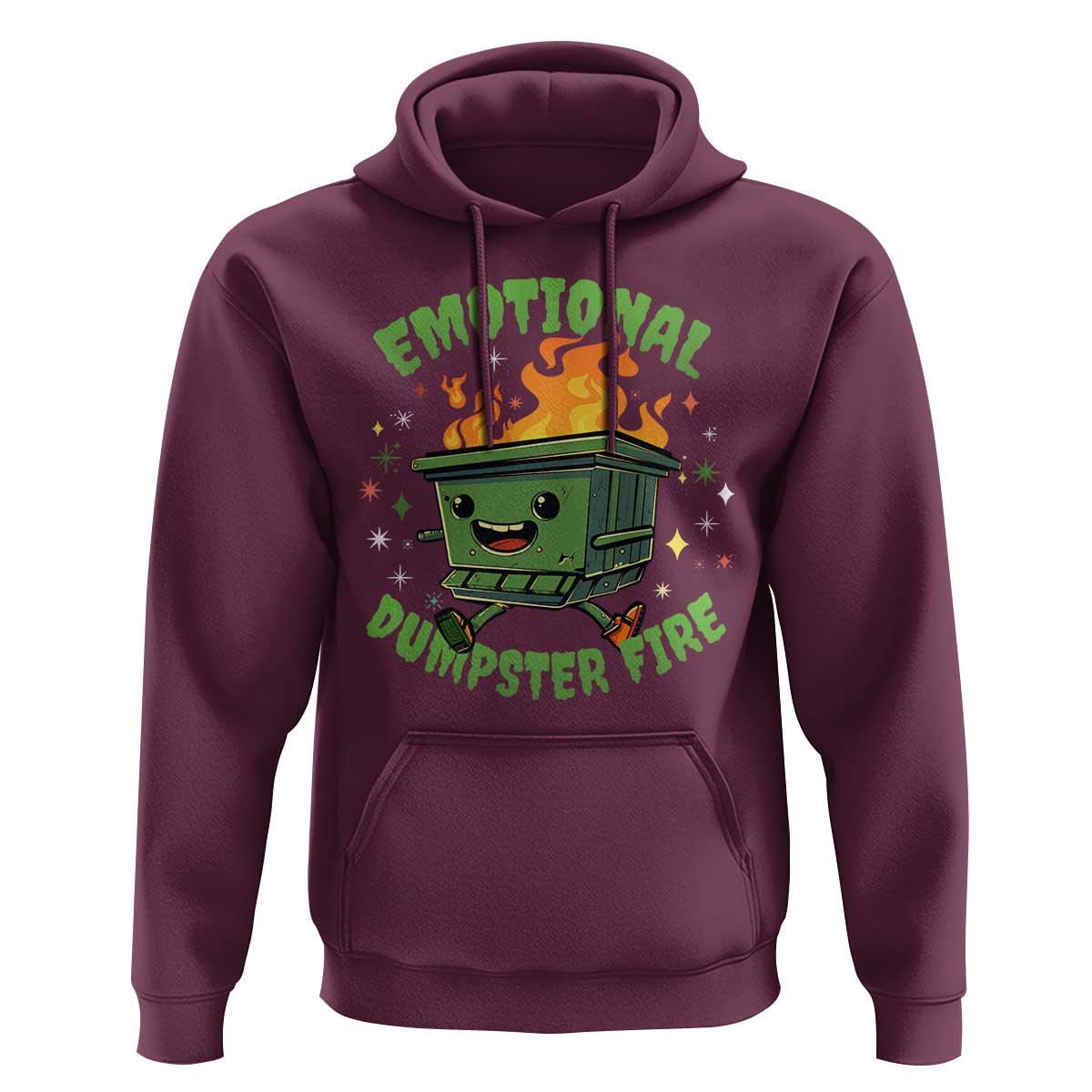 Emotional Dumpster Fire Hoodie Funny Mental Health Retro Groovy - Wonder Print Shop