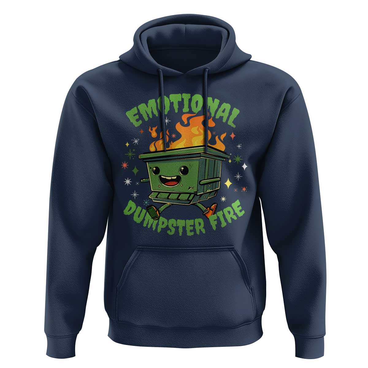 Emotional Dumpster Fire Hoodie Funny Mental Health Retro Groovy - Wonder Print Shop