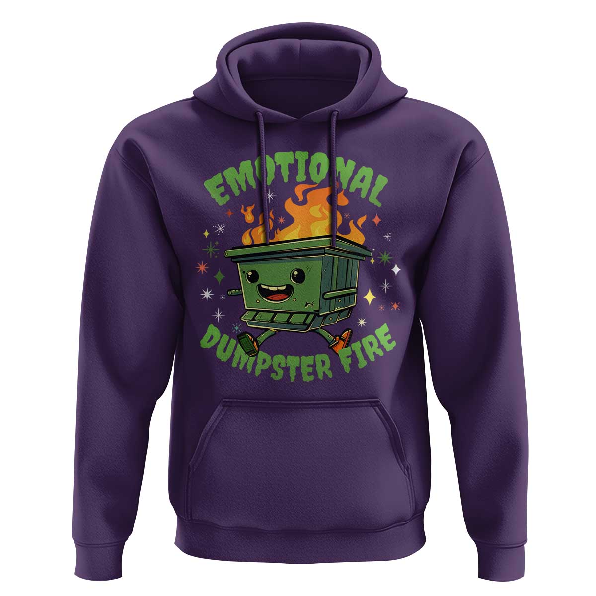 Emotional Dumpster Fire Hoodie Funny Mental Health Retro Groovy - Wonder Print Shop