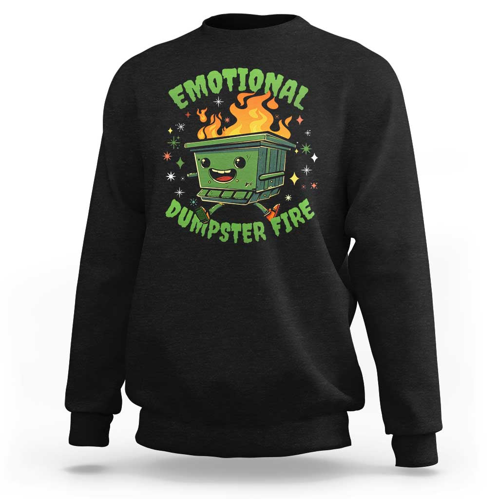 Emotional Dumpster Fire Sweatshirt Funny Mental Health Retro Groovy - Wonder Print Shop