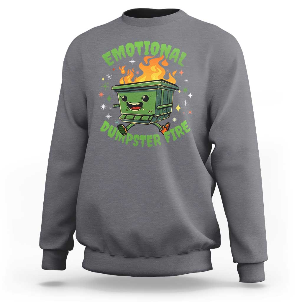 Emotional Dumpster Fire Sweatshirt Funny Mental Health Retro Groovy - Wonder Print Shop