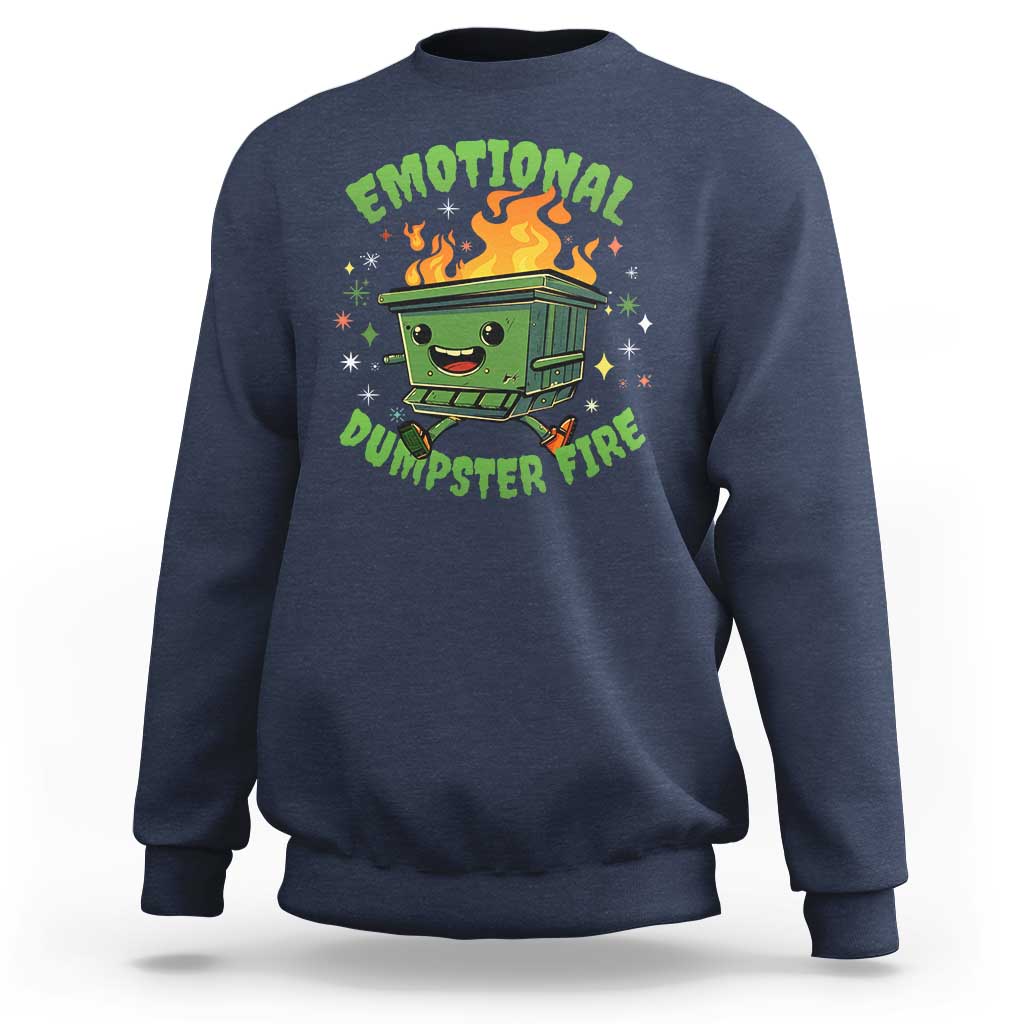 Emotional Dumpster Fire Sweatshirt Funny Mental Health Retro Groovy - Wonder Print Shop