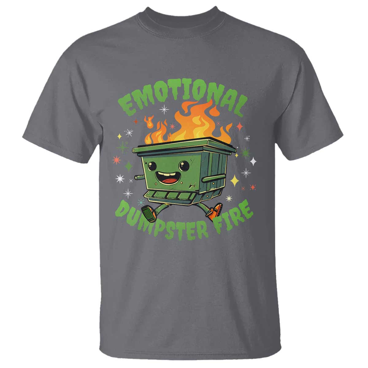 Emotional Dumpster Fire T Shirt Funny Mental Health Retro Groovy - Wonder Print Shop