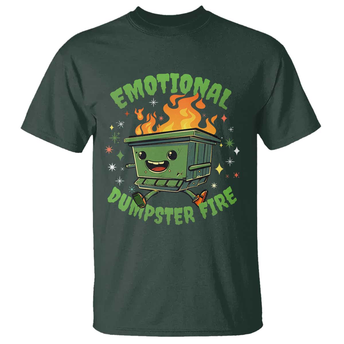 Emotional Dumpster Fire T Shirt Funny Mental Health Retro Groovy - Wonder Print Shop
