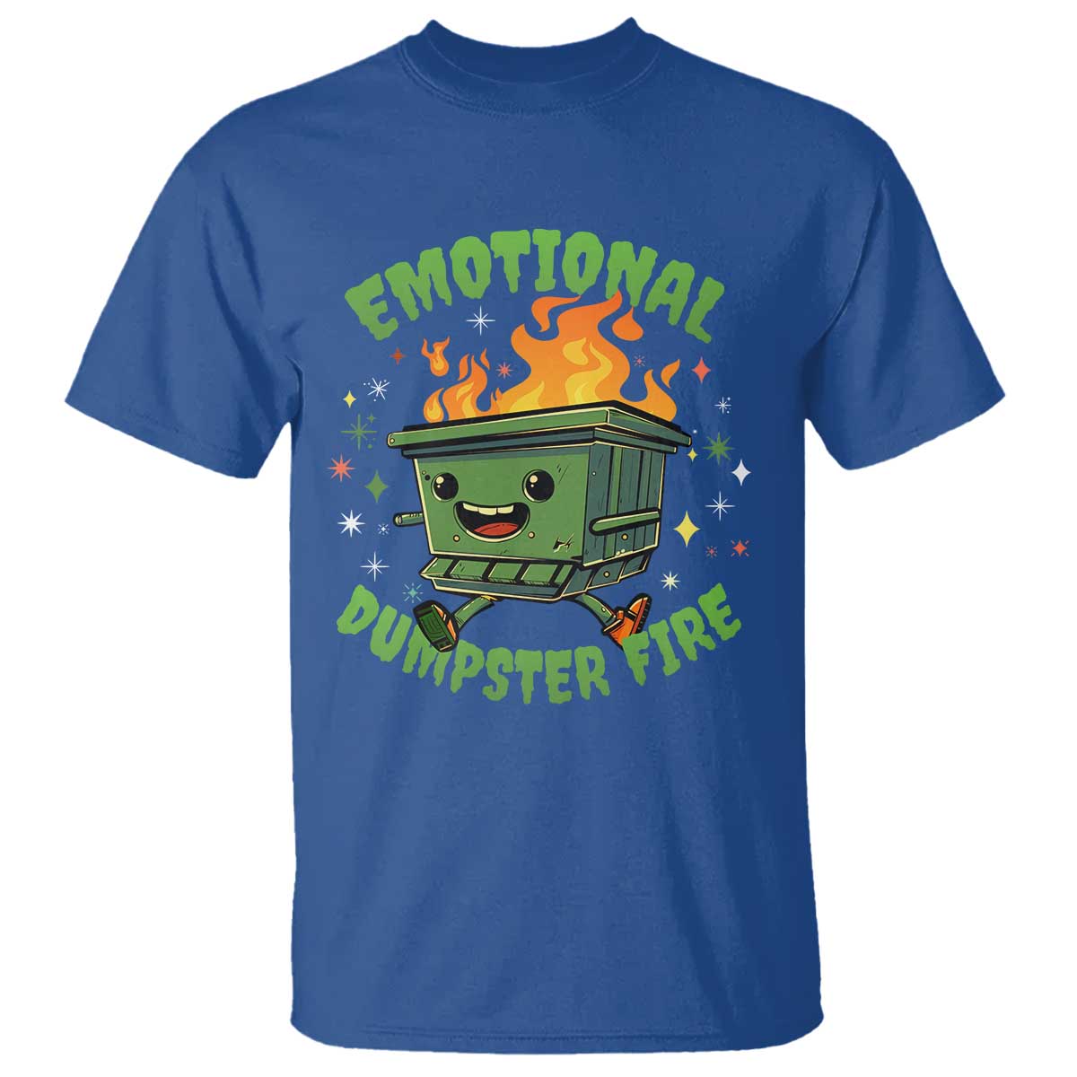 Emotional Dumpster Fire T Shirt Funny Mental Health Retro Groovy - Wonder Print Shop