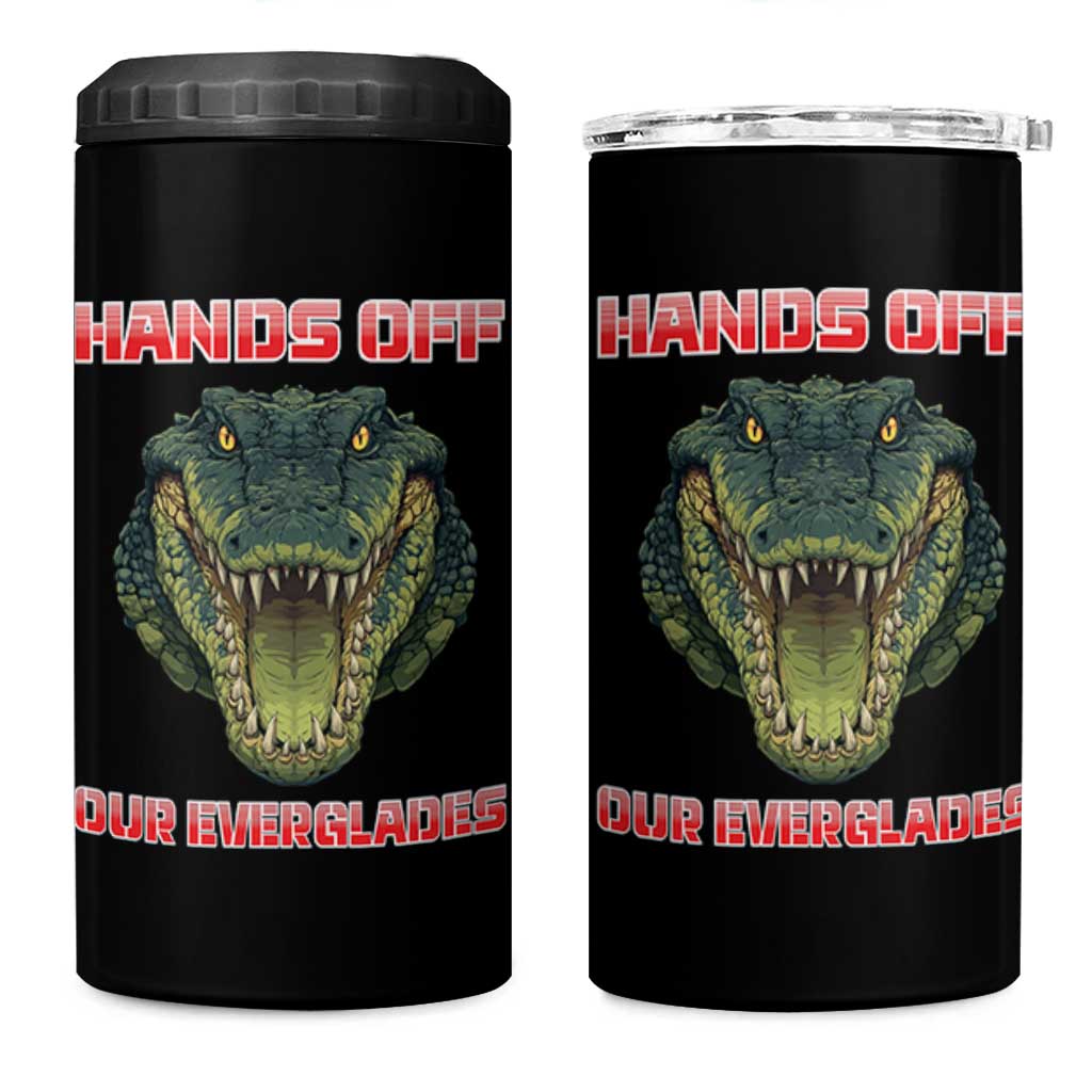 Hands Off Our Everglades 4 in 1 Can Cooler Tumbler Fierce Alligator Protest - Wonder Print Shop