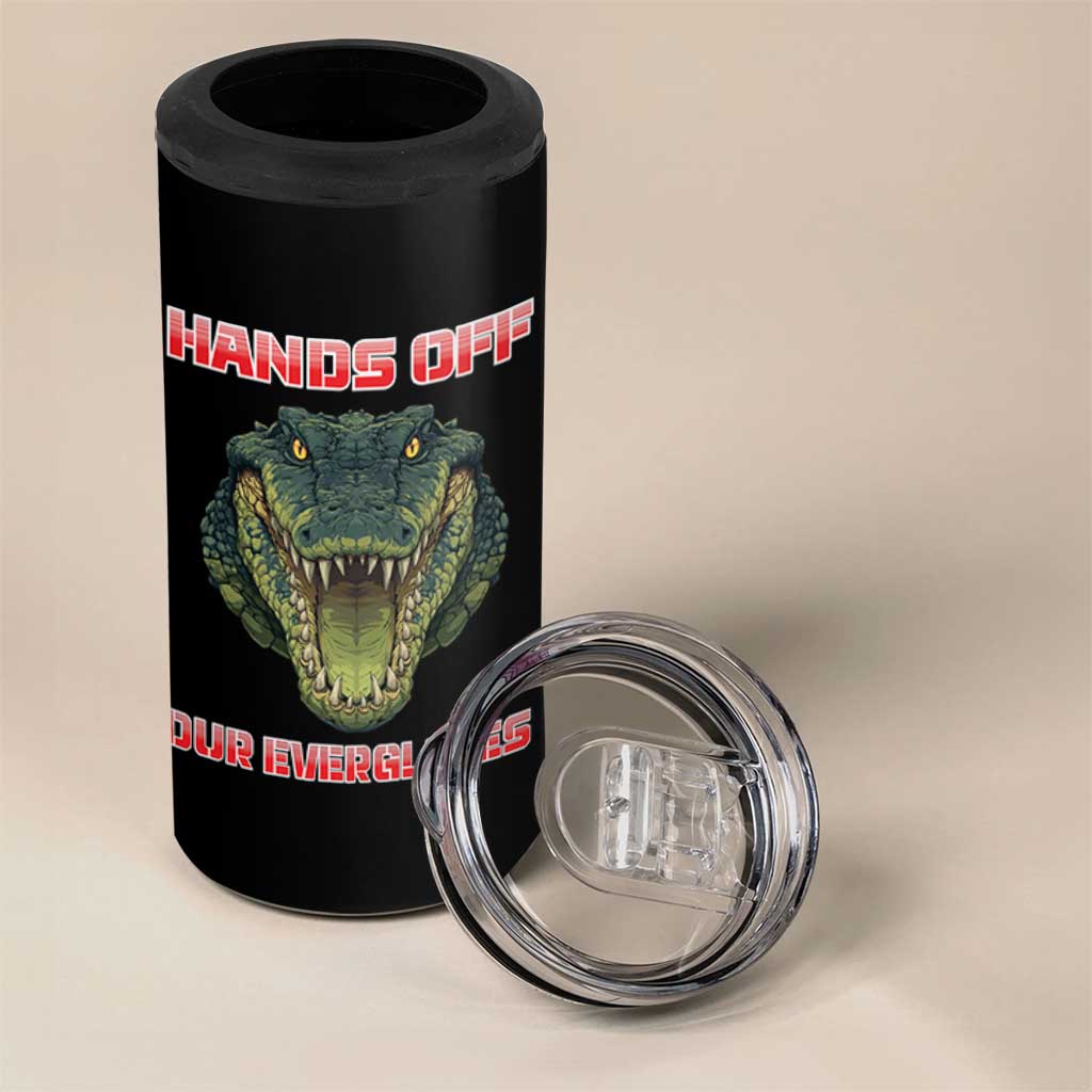 Hands Off Our Everglades 4 in 1 Can Cooler Tumbler Fierce Alligator Protest - Wonder Print Shop