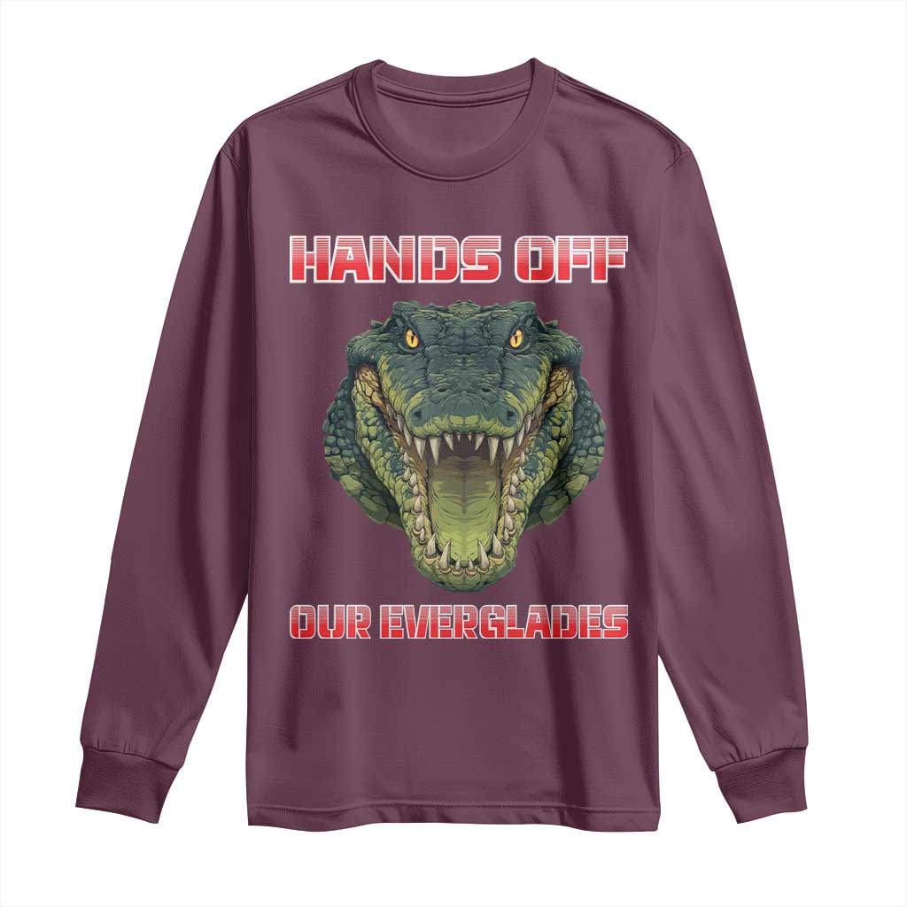 Hands Off Our Everglades Long Sleeve Shirt Fierce Alligator Protest - Wonder Print Shop