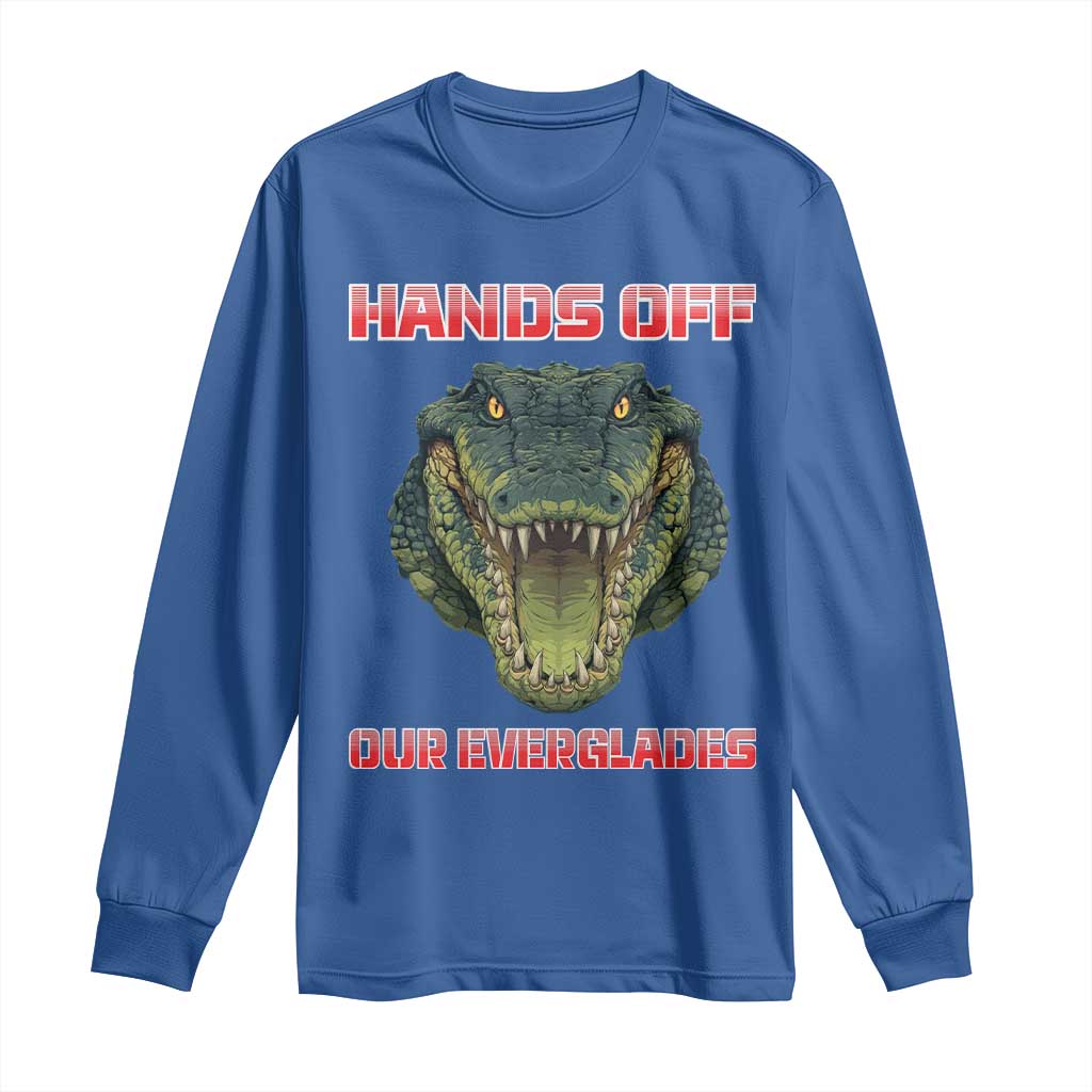 Hands Off Our Everglades Long Sleeve Shirt Fierce Alligator Protest - Wonder Print Shop