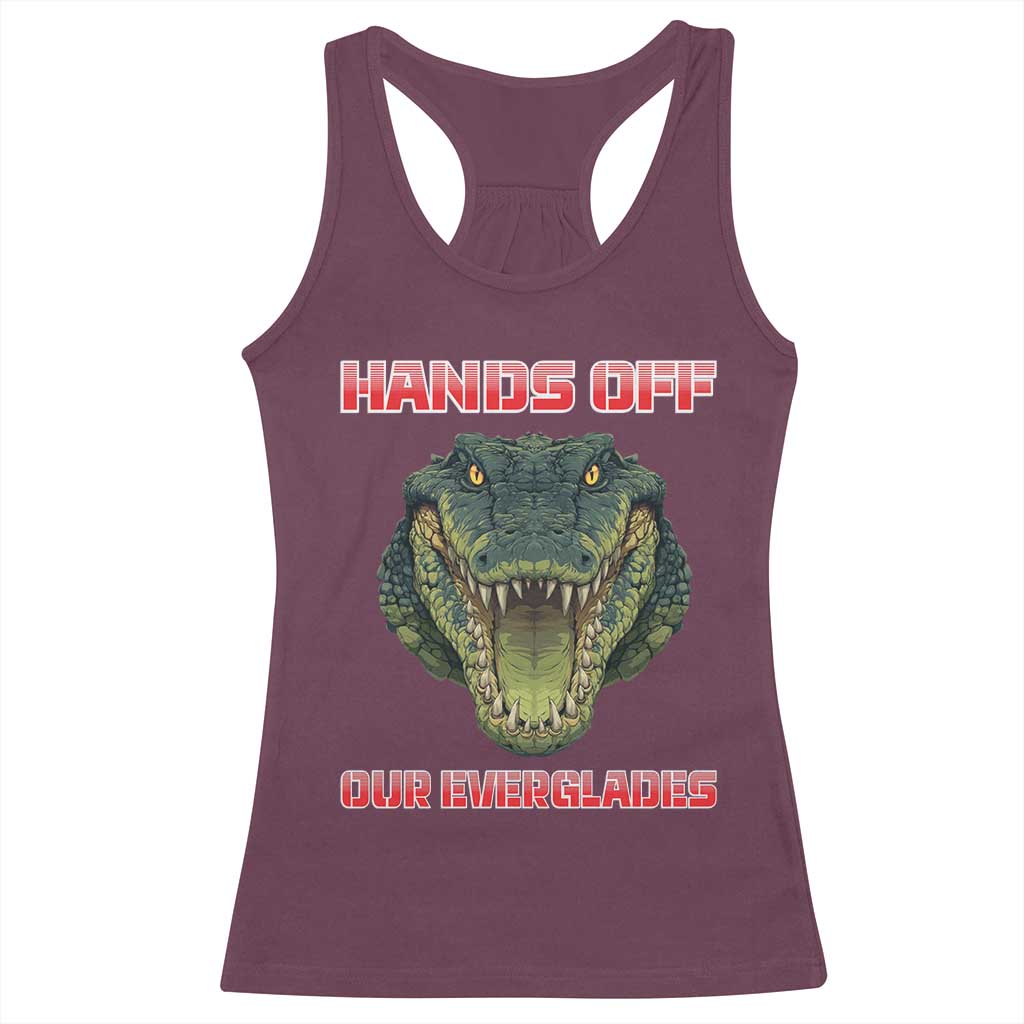 Hands Off Our Everglades Racerback Tank Top Fierce Alligator Protest - Wonder Print Shop