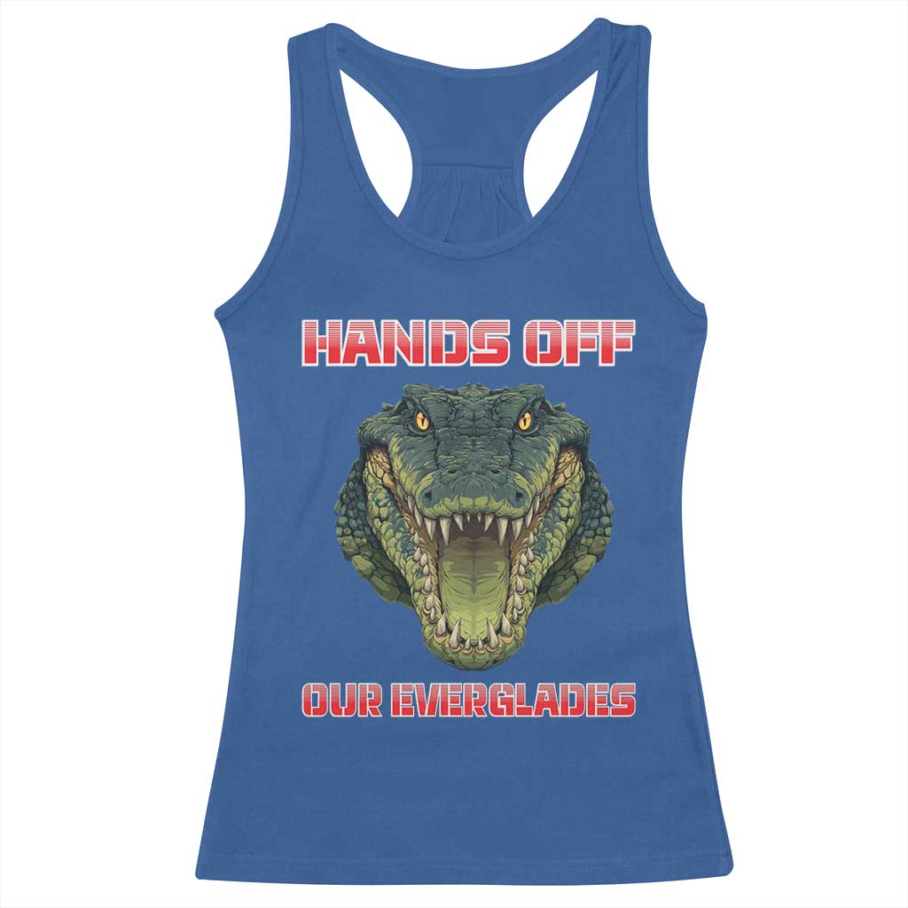 Hands Off Our Everglades Racerback Tank Top Fierce Alligator Protest - Wonder Print Shop