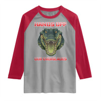Hands Off Our Everglades Raglan Shirt Fierce Alligator Protest - Wonder Print Shop