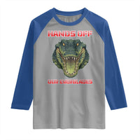 Hands Off Our Everglades Raglan Shirt Fierce Alligator Protest - Wonder Print Shop
