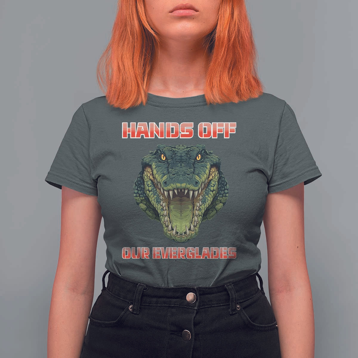 Hands Off Our Everglades T Shirt For Women Fierce Alligator Protest - Wonder Print Shop