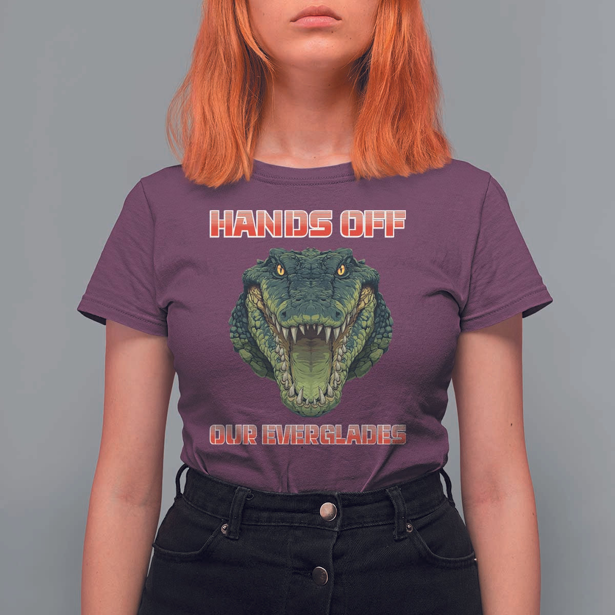 Hands Off Our Everglades T Shirt For Women Fierce Alligator Protest - Wonder Print Shop