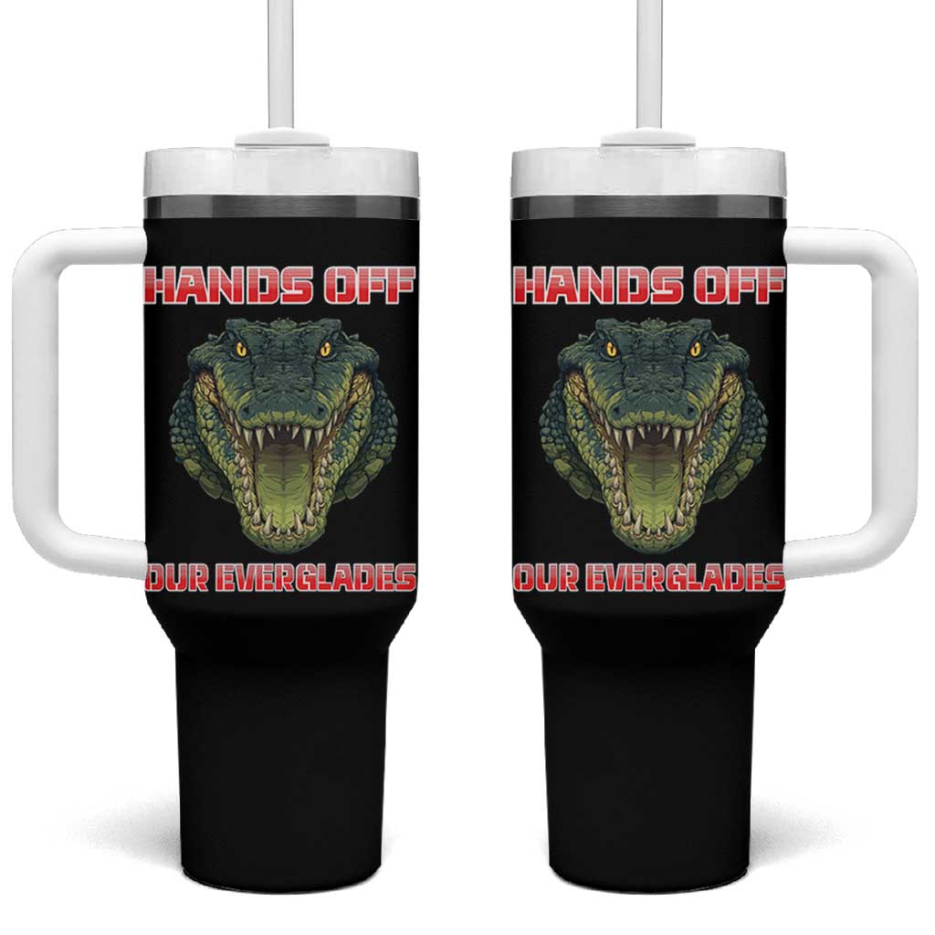 Hands Off Our Everglades Tumbler With Handle Fierce Alligator Protest - Wonder Print Shop