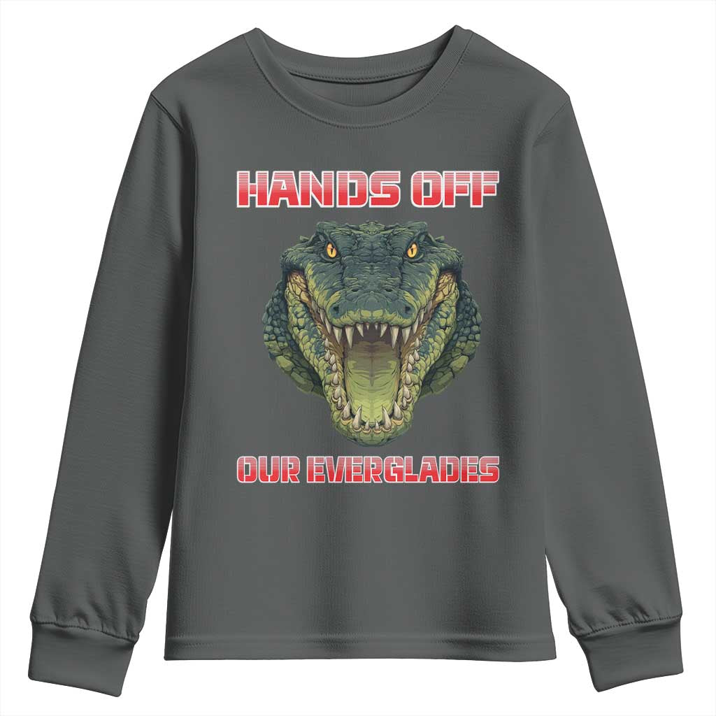 Hands Off Our Everglades Youth Sweatshirt Fierce Alligator Protest - Wonder Print Shop
