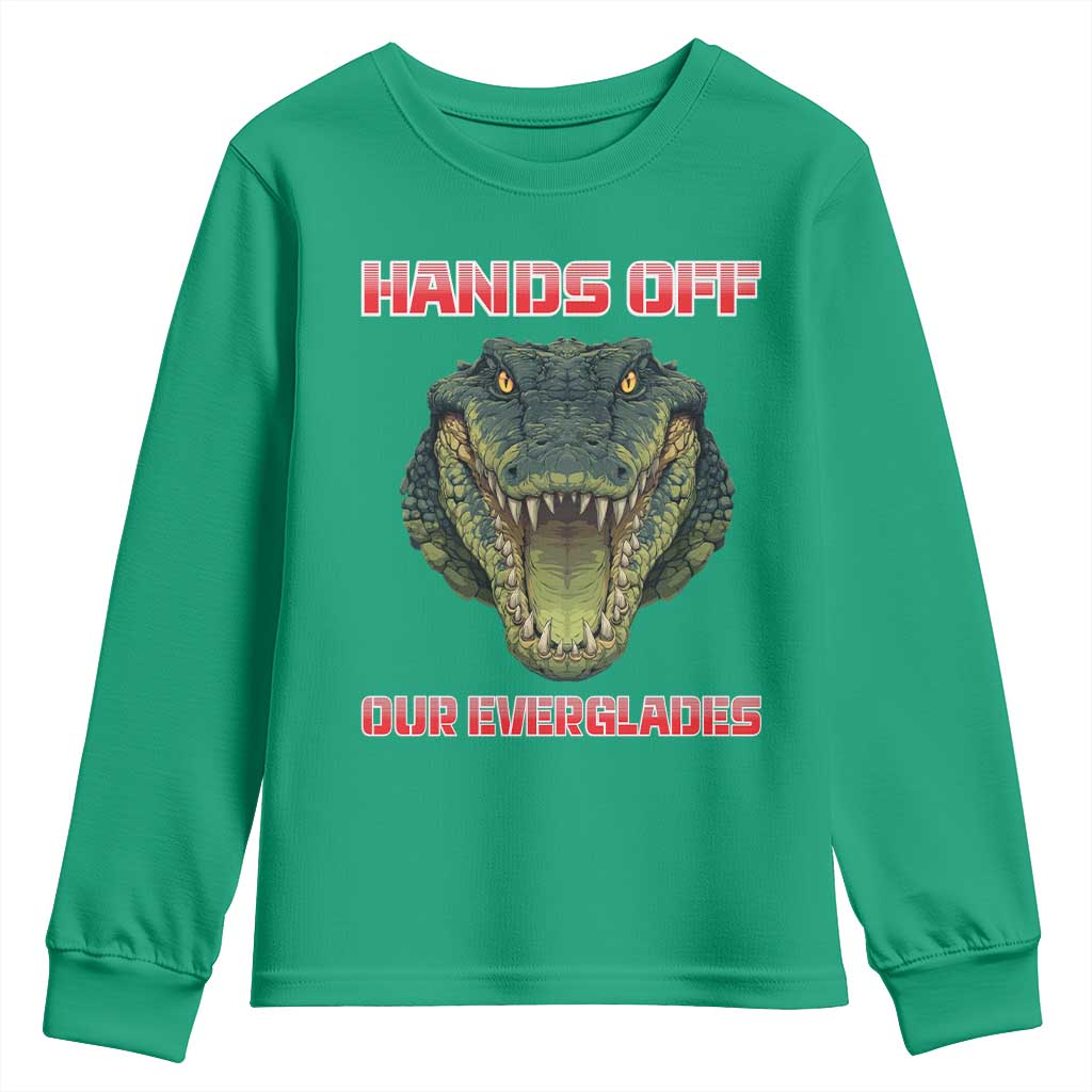 Hands Off Our Everglades Youth Sweatshirt Fierce Alligator Protest - Wonder Print Shop