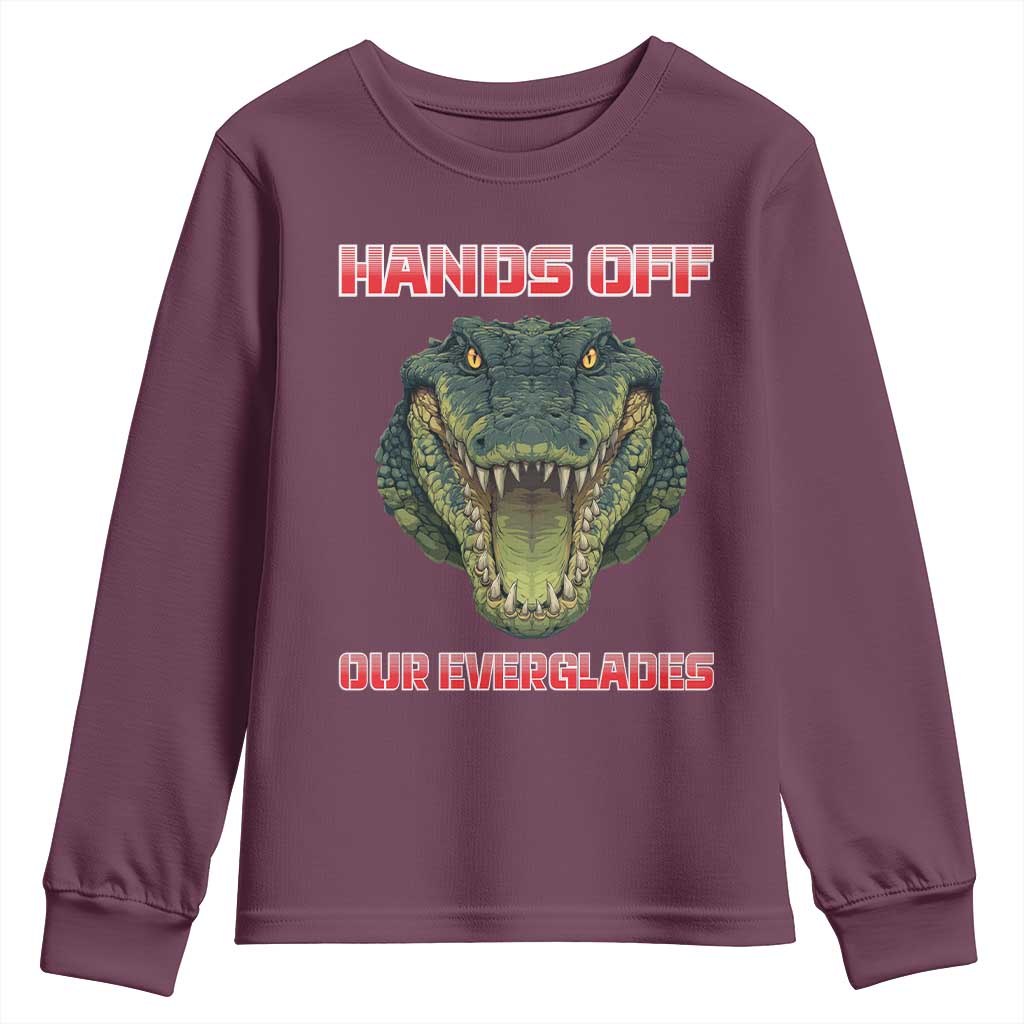 Hands Off Our Everglades Youth Sweatshirt Fierce Alligator Protest - Wonder Print Shop