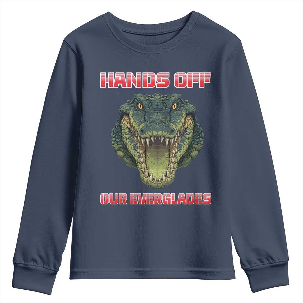 Hands Off Our Everglades Youth Sweatshirt Fierce Alligator Protest - Wonder Print Shop