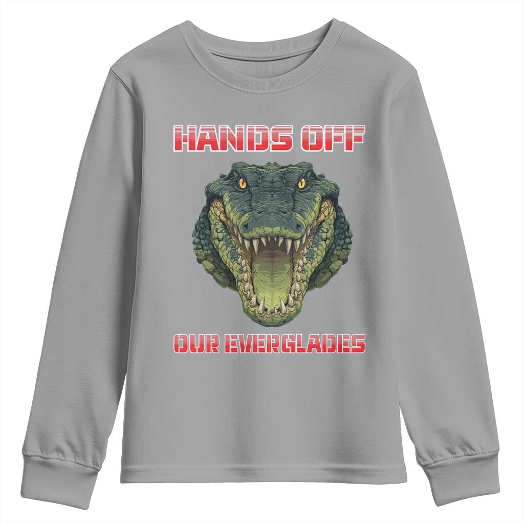Hands Off Our Everglades Youth Sweatshirt Fierce Alligator Protest - Wonder Print Shop