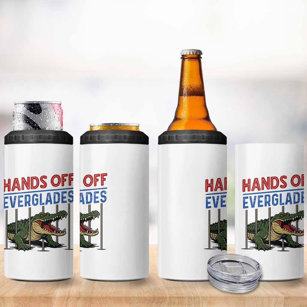 Hands Off Everglades 4 in 1 Can Cooler Tumbler Alligator Protest - Wonder Print Shop