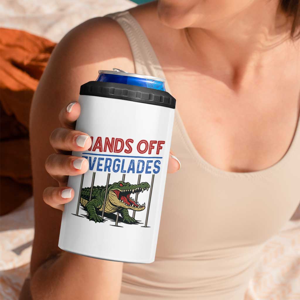 Hands Off Everglades 4 in 1 Can Cooler Tumbler Alligator Protest - Wonder Print Shop