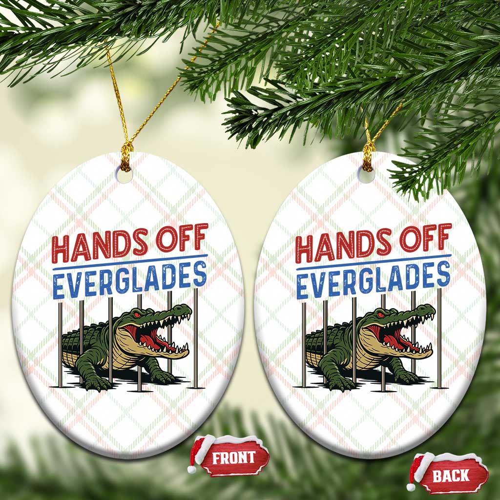 Hands Off Everglades Ceramic Ornament Alligator Protest - Wonder Print Shop