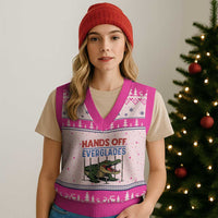 Hands Off Everglades V-Neck Knit Sweater Vest Alligator Protest - Wonder Print Shop