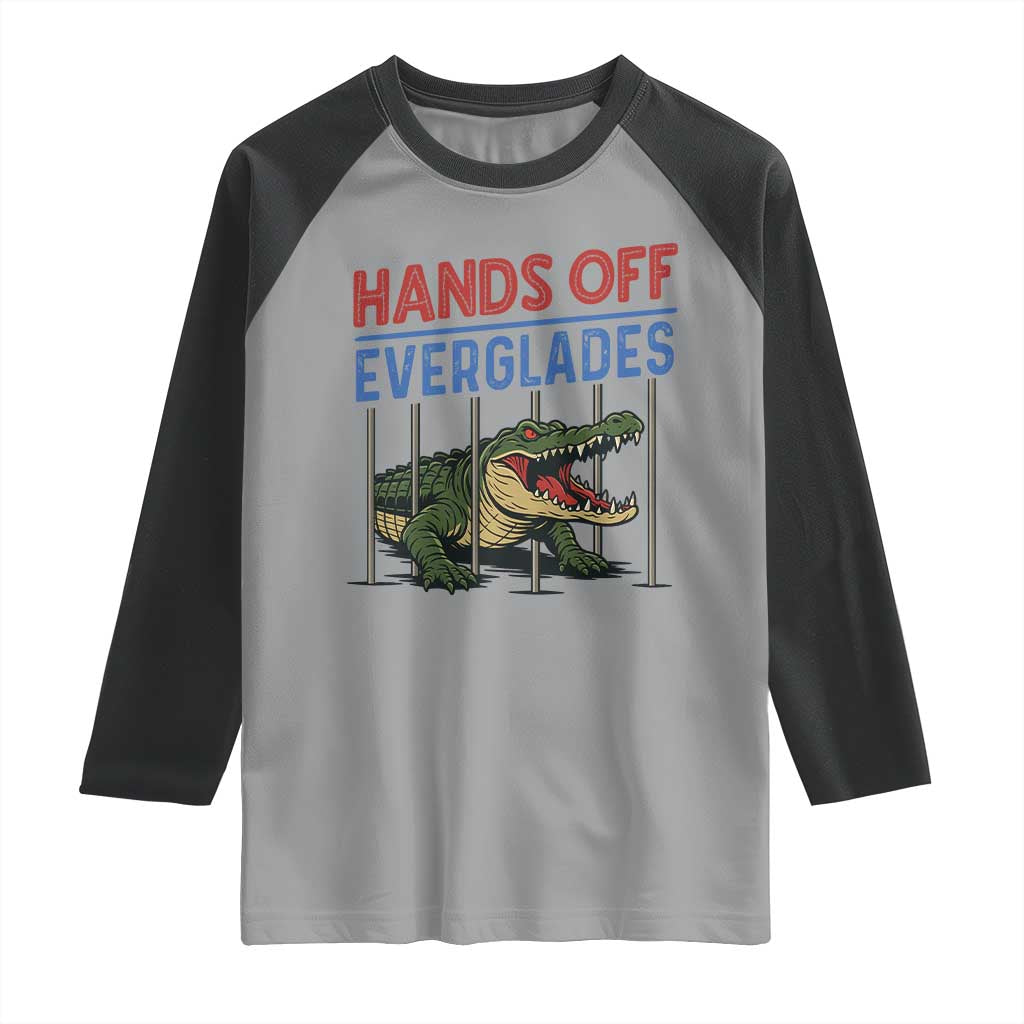 Hands Off Everglades Raglan Shirt Alligator Protest - Wonder Print Shop