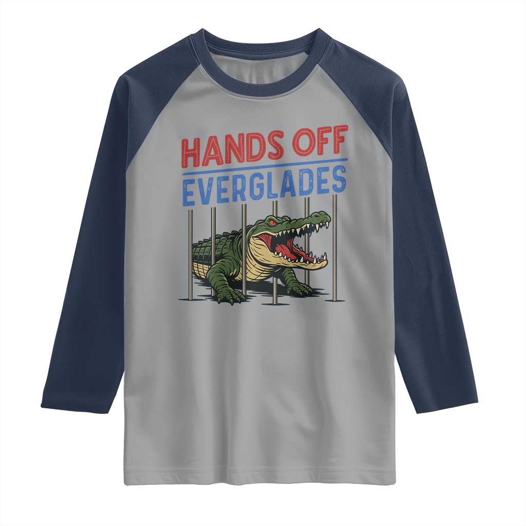 Hands Off Everglades Raglan Shirt Alligator Protest - Wonder Print Shop