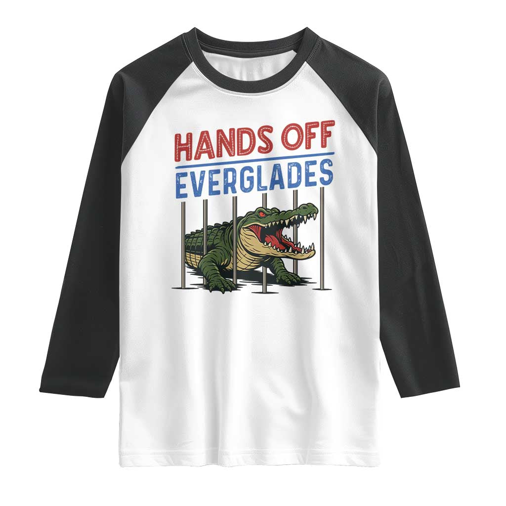 Hands Off Everglades Raglan Shirt Alligator Protest - Wonder Print Shop