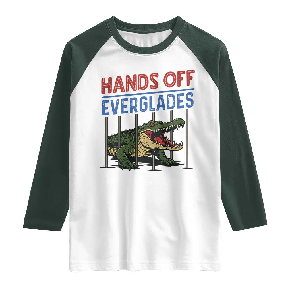 Hands Off Everglades Raglan Shirt Alligator Protest - Wonder Print Shop