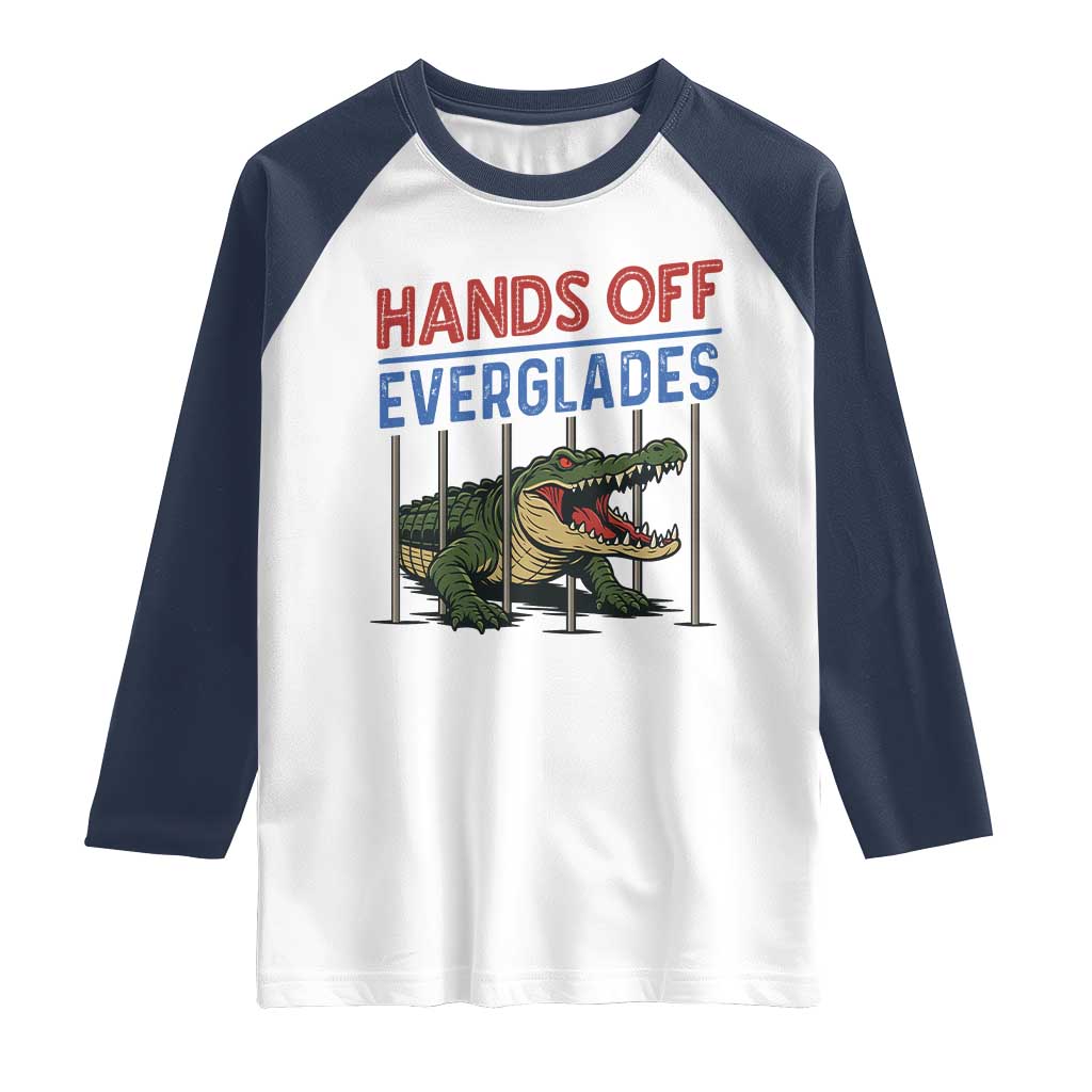 Hands Off Everglades Raglan Shirt Alligator Protest - Wonder Print Shop