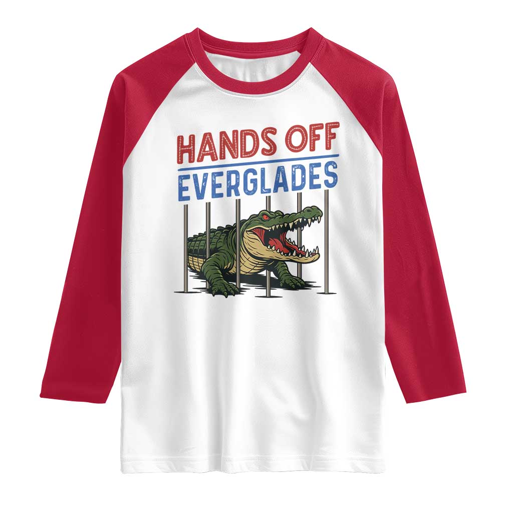 Hands Off Everglades Raglan Shirt Alligator Protest - Wonder Print Shop