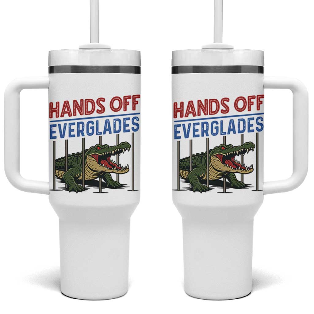 Hands Off Everglades Tumbler With Handle Alligator Protest - Wonder Print Shop