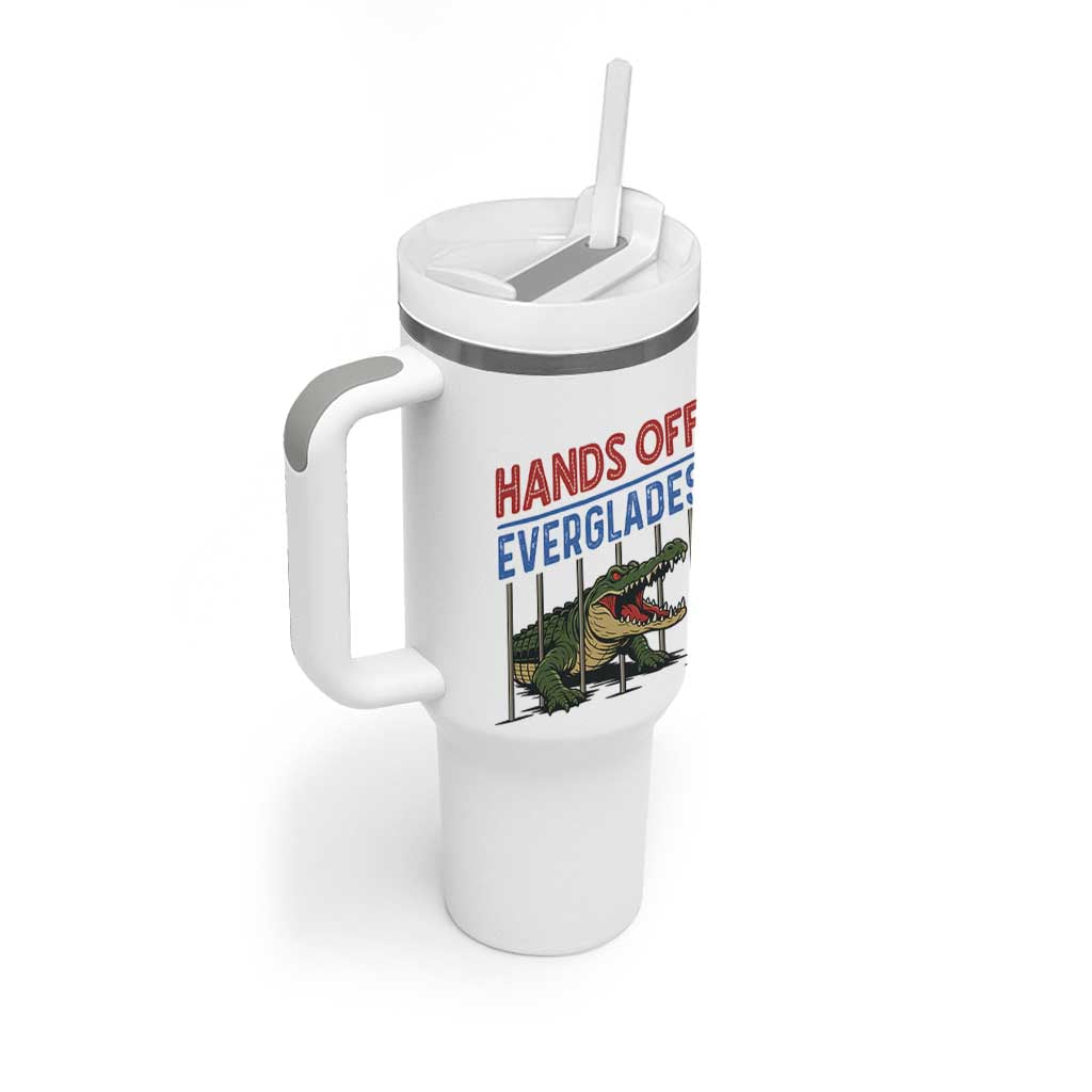 Hands Off Everglades Tumbler With Handle Alligator Protest - Wonder Print Shop