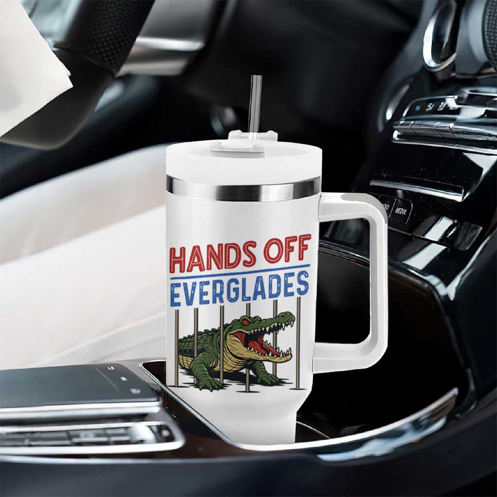 Hands Off Everglades Tumbler With Handle Alligator Protest - Wonder Print Shop