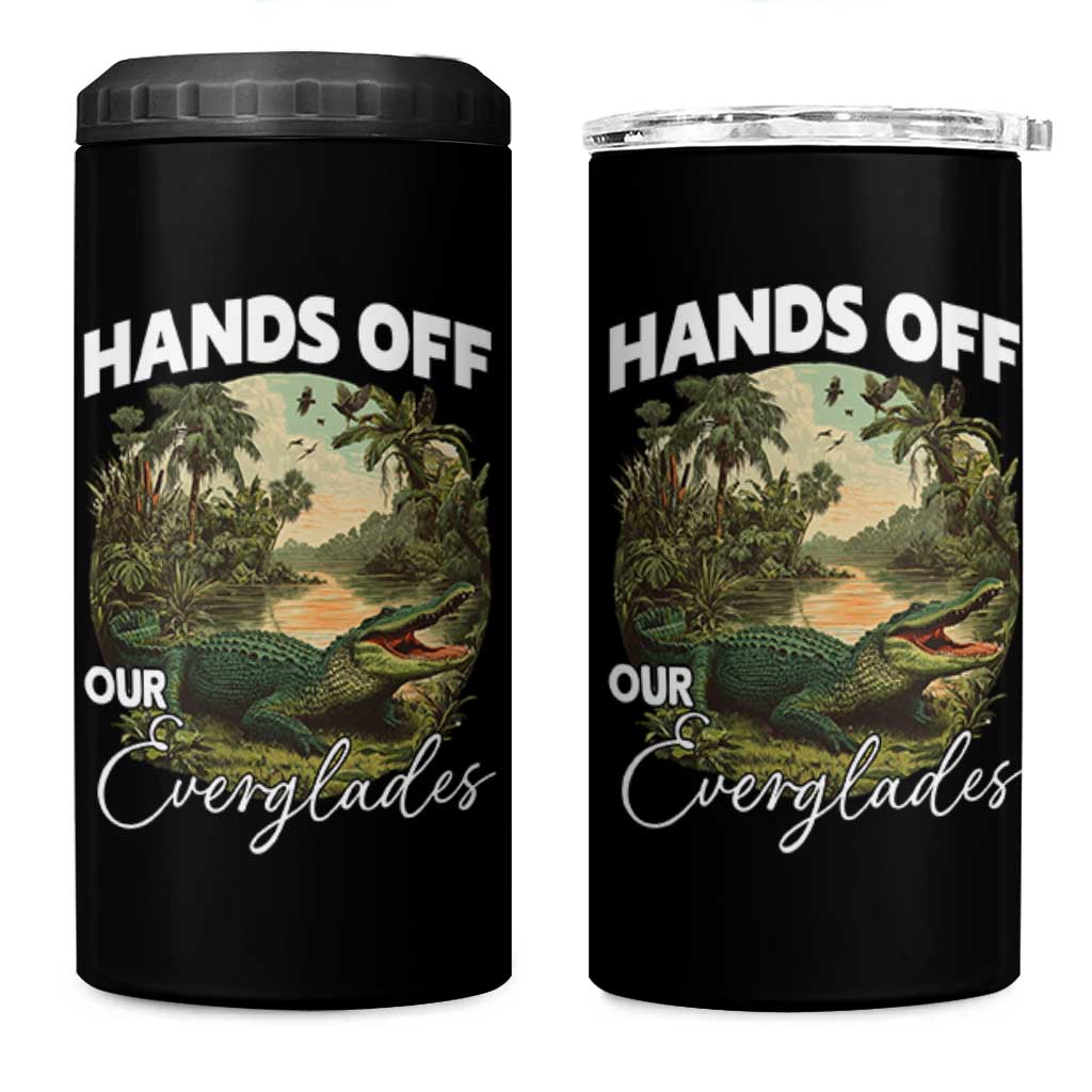 Hands Off Our Everglades 4 in 1 Can Cooler Tumbler Vintage Alligator Swamp - Wonder Print Shop