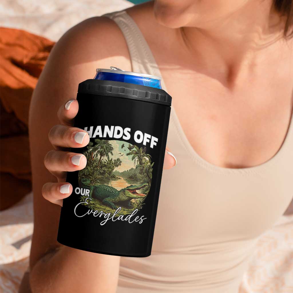 Hands Off Our Everglades 4 in 1 Can Cooler Tumbler Vintage Alligator Swamp - Wonder Print Shop