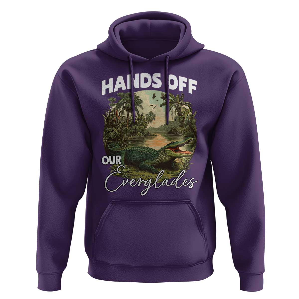 Hands Off Our Everglades Hoodie Vintage Alligator Swamp - Wonder Print Shop